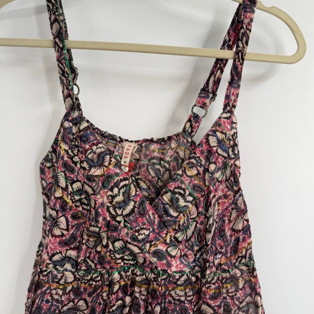 NWT RAGA Paisley Print Mini Dress Womens Size Medium Adjustable Strap - Picture 5 of 8